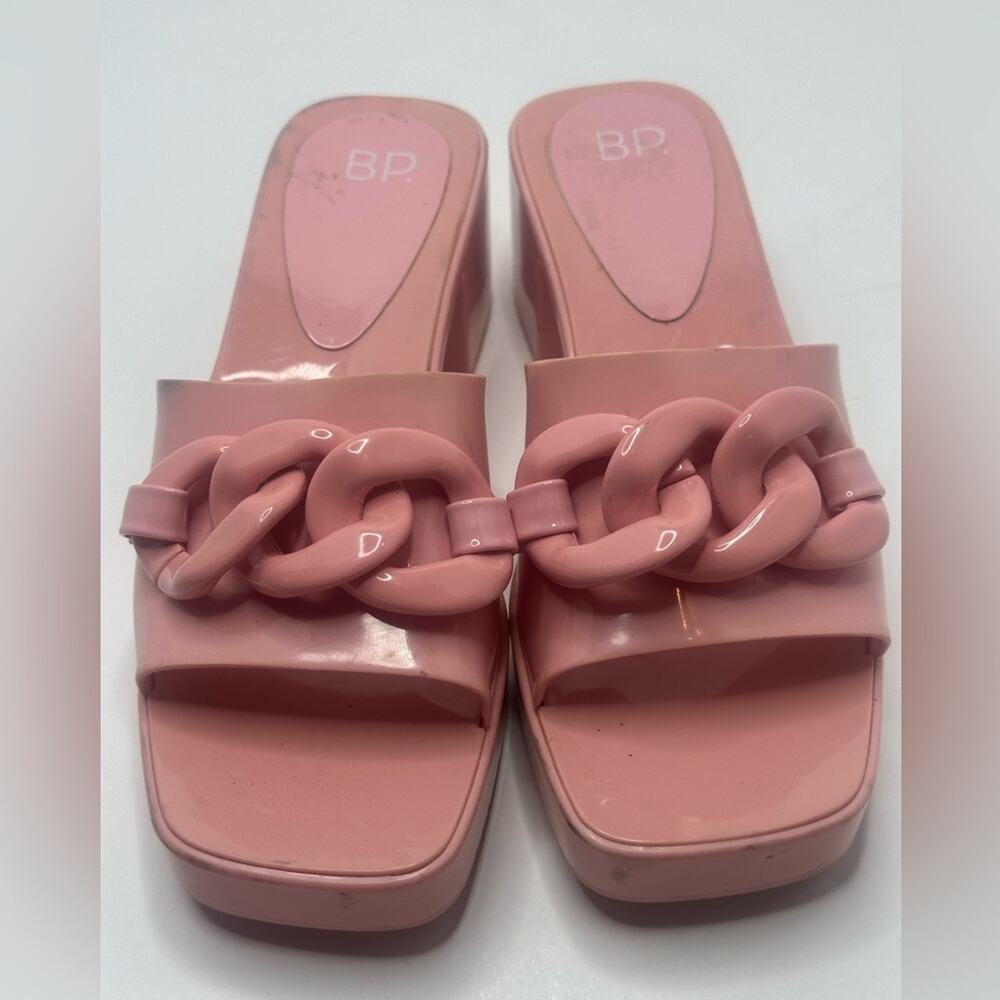 BP LOLLY POLYURETHANE CHAIN LINK EMBELLISHED BARBIE PINK SLIDES -HALLOWEEN 8M